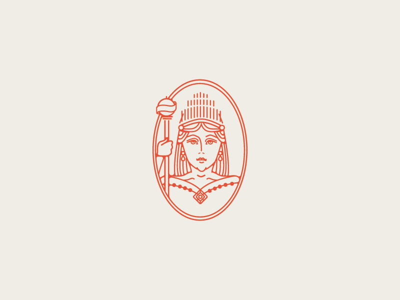 Queen Charlotte portrait badge charlottenc queen monoline sketch illustration