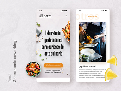 Batré - Gastronomic coworking app blogo cta button design interface landing mobile ui responsive ui