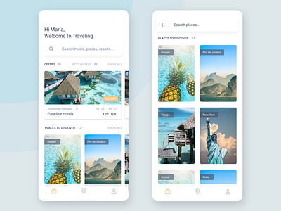 Home screen for Traveling app app branding design interface navigation design ui uidesign uiux ux