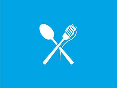 Sauced Pasta Bar Mark bar blue brand fork knife logo mark pasta sauced