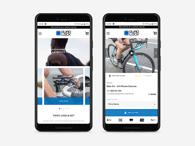Quad Lock Case - Mobile Home and Product Page ecommerce mobile quad lock responsive shopify user experience user interface