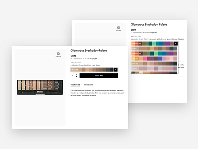 Cosmetics Colour Picker australia color colour cosmetics ecommerce makeup melbourne picker shopify ux ux ui design