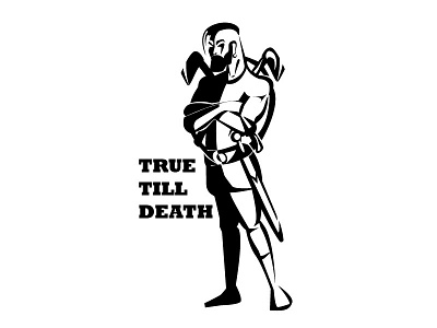 True till death black cartoon comics desing graffity grafic icon illustrator print type white vector web