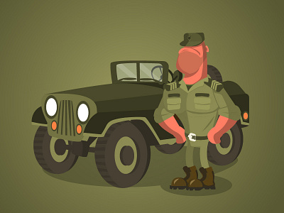 MR SERGANT army car cartoon character color comics design for animation grafic illustrator vector