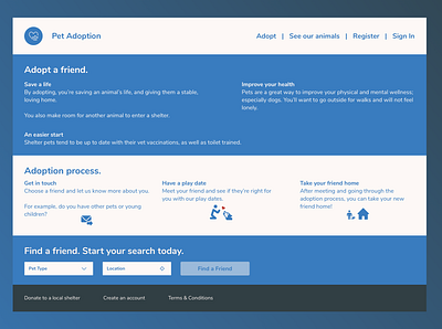 Pet Adoption Website adoption design dog doggy flat minimal ui web