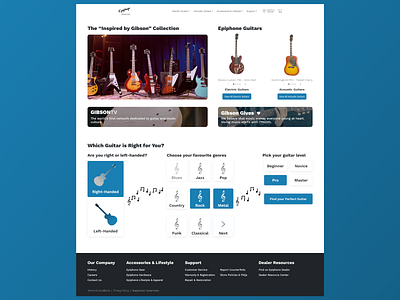 Epiphone Website Redesign design flat interaction design interation minimal ui web