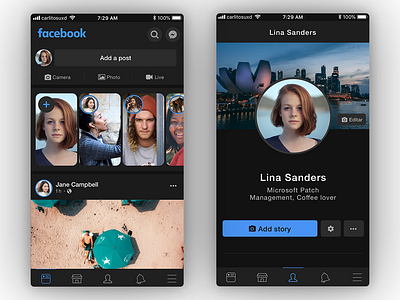 Facebook - Dark theme concept dark mode dark theme design sketch app ui ui design