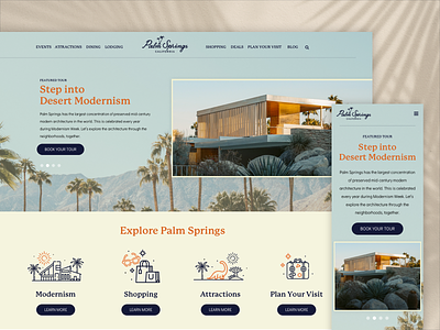 Palm Springs California Design Challenge branding california designchallenge destination donordrive graphicdesign homepage icons landingpage logo nature palm springs travel webdesign