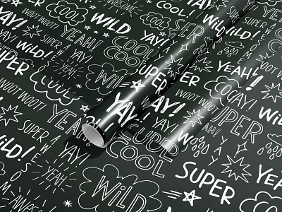 Wild Lettering blackandwhite casual kids kids illustration lettering surface design wrap wrapping paper