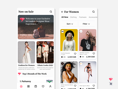 Niche - Clothing App Landing and Shopping pages