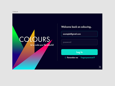 Daily UI Challenge - COLOURS web application log in
