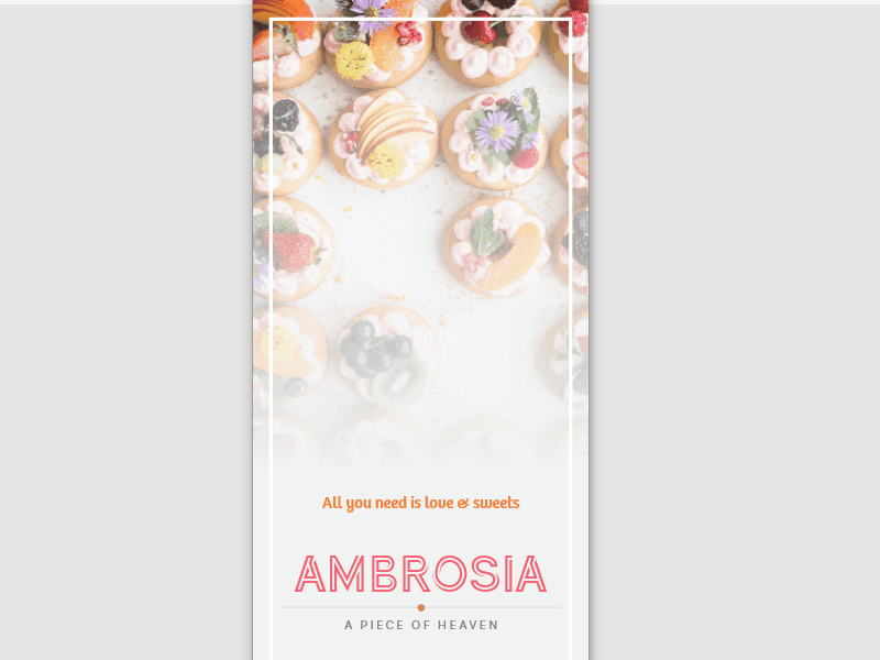 A mobile app prototype for sweets/cakes brand