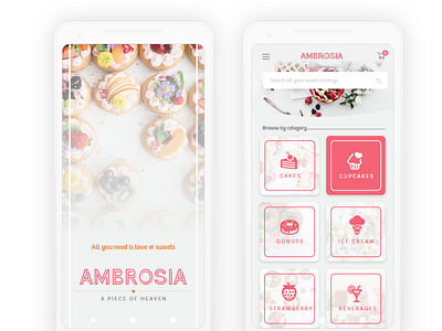A mobile app prototype for sweets/cakes brand branding cupcakes dailyui foodstore menu mobile applications onlinefoodorder ui ux