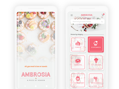 A mobile app prototype for sweets/cakes brand