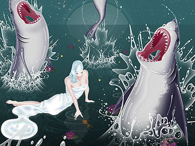 Sharks digital illustration