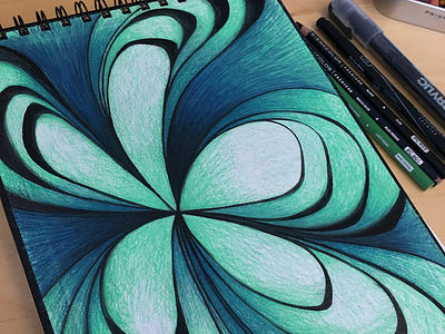 Topographical Flower acrylic pen colored pencils prismacolor sketchbook