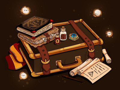 Magic suitcase 2d adobe illustrator beasts book cartoon cozy cute hannahdoodle harrypotter illustration lights magic suitcase vector vectorart