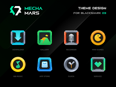 BLACKSHARK · MECHA MARS appstore clock cyberpunk download gallery game icon mecha music recorder service theme