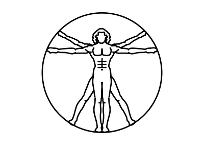 Vitruvian man-icon / logo in linear style