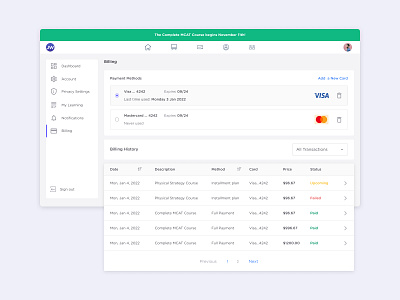 Billing Page product ui uidesign uiux userexperience userinterface ux