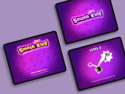 👑 Smash King 3d animation branding design exploring game graphic design illustration king logo match3 metagame minimal motion graphics product project smash smashking ui uielements