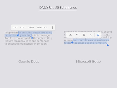 Daily UI : #5 Edit Menus basics editmenus exploring googledocs icons set microsoftedge one textbased uidesign webdesign