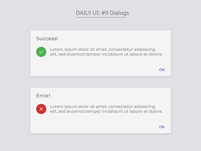 Daily UI : #9 Dialogs 2019 2019 trend 9 basics dailyui dailyuichallange dialogs error exploring material design materialio success ui ux designer uidesign uielements webdesigner