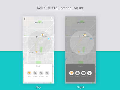 Daily UI : #12 Location Tracker 12 2019 add dailyui 001 day exploring location night night mode tracker uidesign uielements uiscreens webdesigner