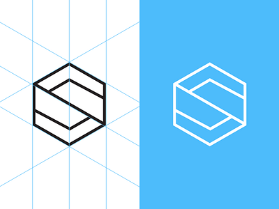 S Logo blue design grid logo s