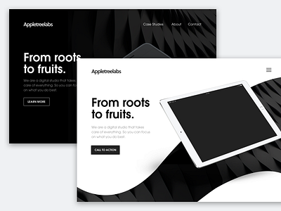 Hero Exploration black clean contrast design homepage ipad landing minimal typography ui white