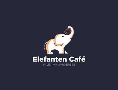 Elefanten cafe branding business cafe elephant flat logo logo design modern