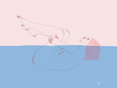 Immersion girl illustraion immersion meditation minimal water