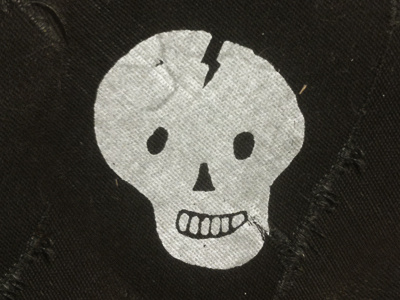 Die Happy black death illustration patch screenprint skeleton skull white