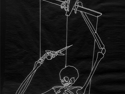 Control black and white black bones death marionette skeleton skull string