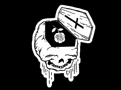 Brain Dead brain coffin dead death dumb hand drawnevil illustration rose skull