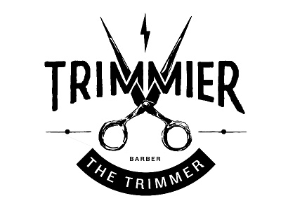 The Trimmer barber bolt hand drawn hand lettering lettering logo scissors type