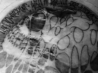 Dougout Show bands blackandwhite bw death drawing greusome gross hardcore poster screenprint show skull teeth