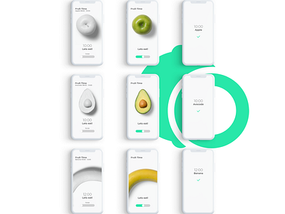 UI/UX Design for Fruit Reminder App - Fruit Screens app clean design flat minimal ui ux