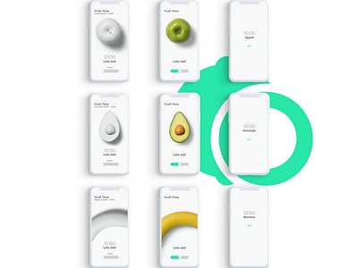 UI/UX Design for Fruit Reminder App - Fruit Screens