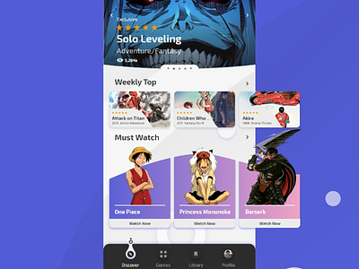 Anime Streaming App dailyui iosdesign mobileappdesign pixels uidesign uiux uxdesign