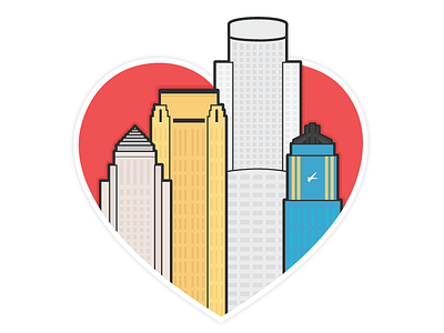 Home Is Where the Heart Is badge building downtown los angeles dtla icon illustrator vector