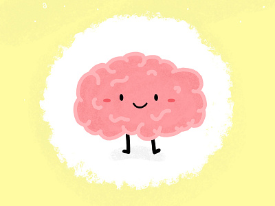 Happy Brain - Brain cute doodle illustration photoshop texture