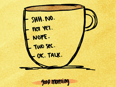 Good Morning brush coffee doodle handletter script