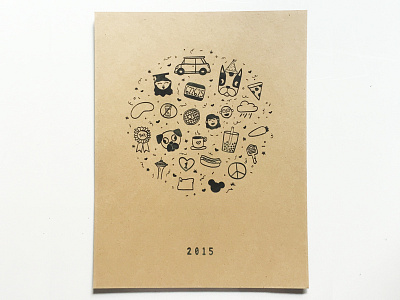 Thank You, 2015! doodle icons illustration kraft paper poster
