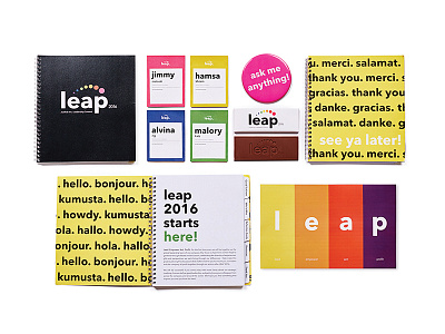 LEAP 2016 badges binding book booklet branding colors conference event summit typography