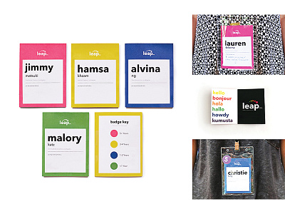 LEAP 2016 Name Badges badges binding book booklet branding colors conference event summit typography