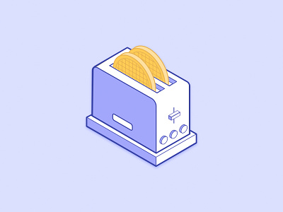 Toaster & Waffle icon illustration isometric logos toaster waffle