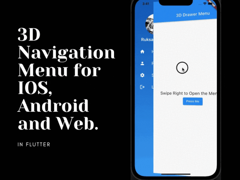 3D Navigation Menu 3d android animation bar flutter ios navigation sede ui ux web