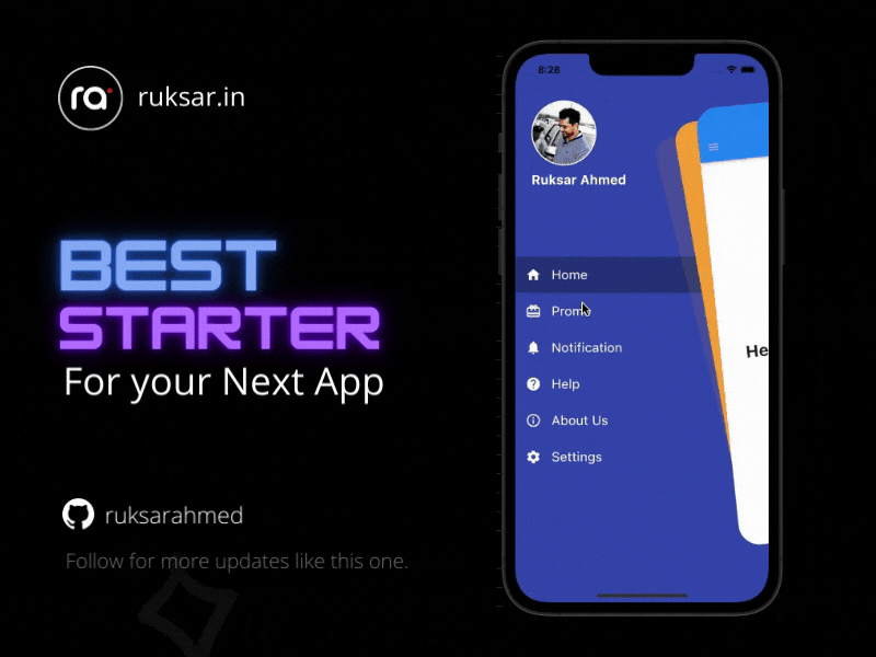 Best Starter for your Next App 3d android animation app bar dark design drawer flutter fun ios mode starter