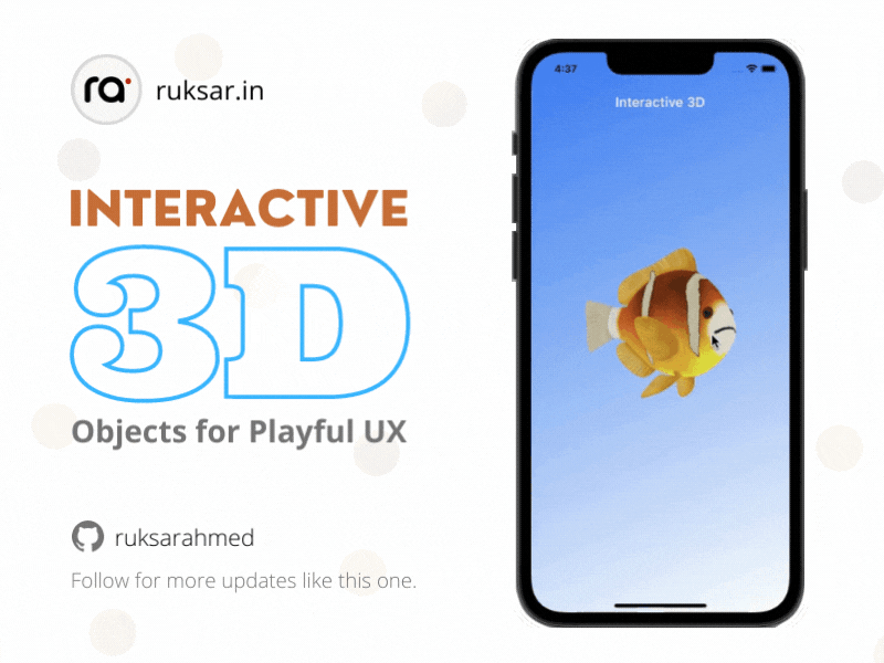 Interactive 3D UX 3d android animation design fish flutter fun interactive ios ux